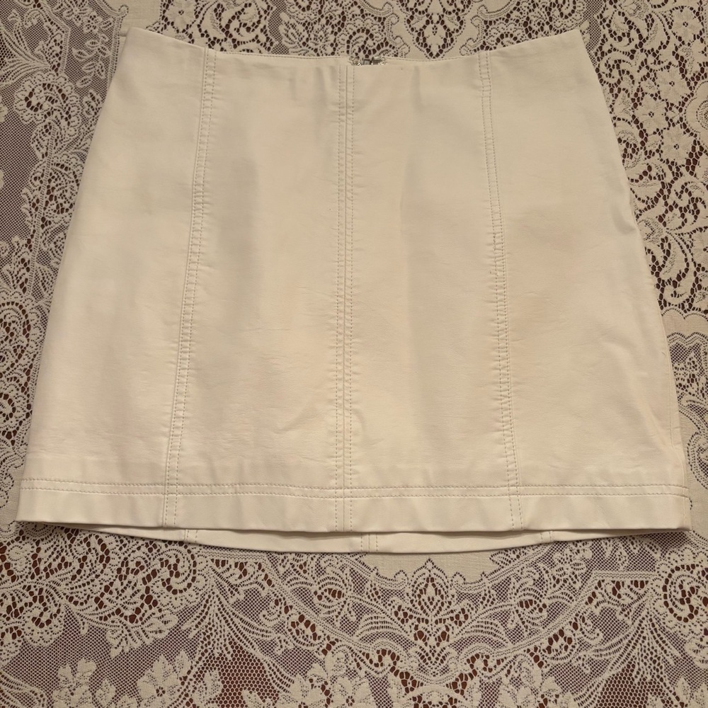 white leather free people mini skirt size 10
